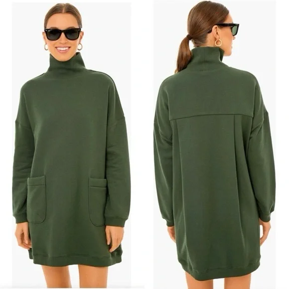 Pomander Place Olive Green Turtleneck Pocket Sweater Dress - Picture 1 of 2